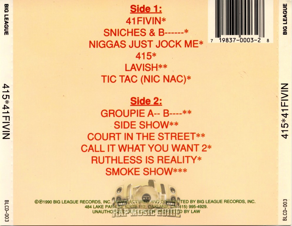 415 - 41Fivin: 1st Press. CD | Rap Music Guide